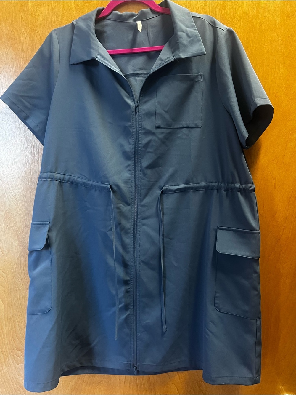 Halara Utility Zip Front Dress XL Blue Performance Travel Pockets